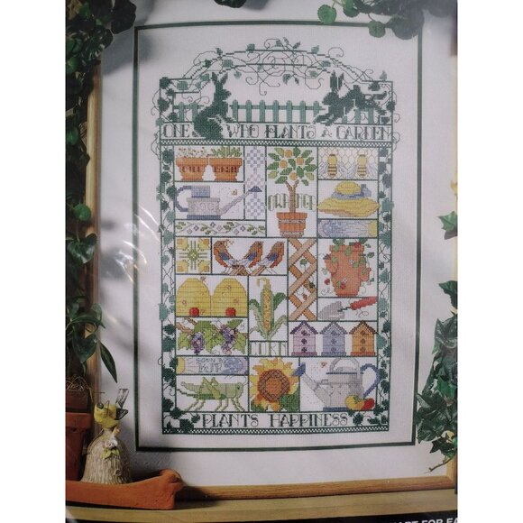 Bucilla Counted Cross-Stitch Kit Garden Sampler 12x18 Nancy Rossi Needlepoint - Picture 5 of 5